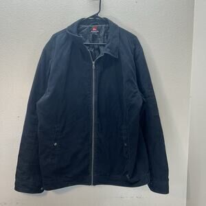 Quiksilver Jacket Mens XXL Black Field Chore Canvas Bomber Full Zip Snap Quilted